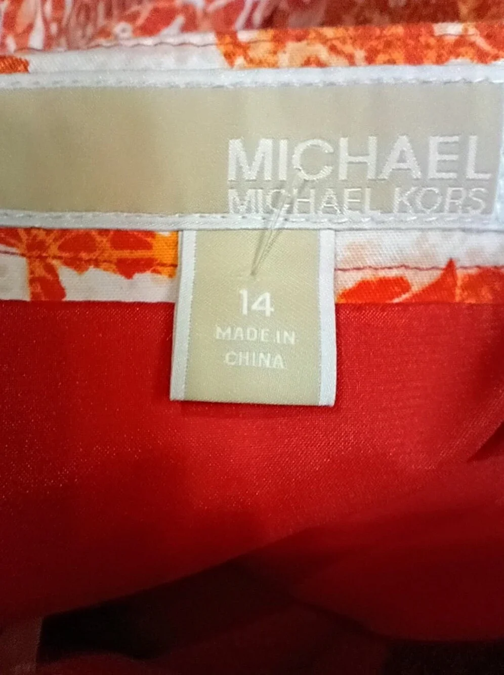 Michael Kors Orange and White Floral Mini Skirt